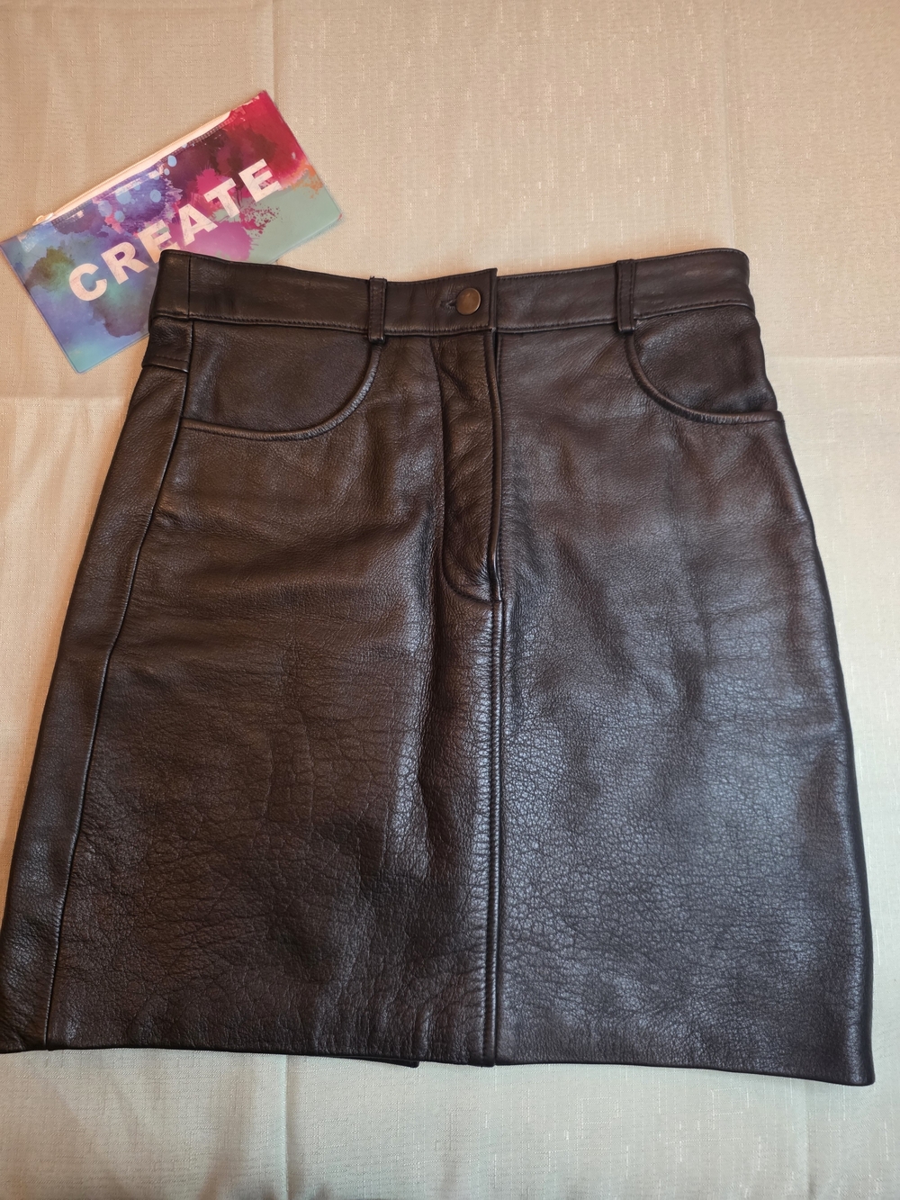 Women's Black Leather A-Line Mini Skirt